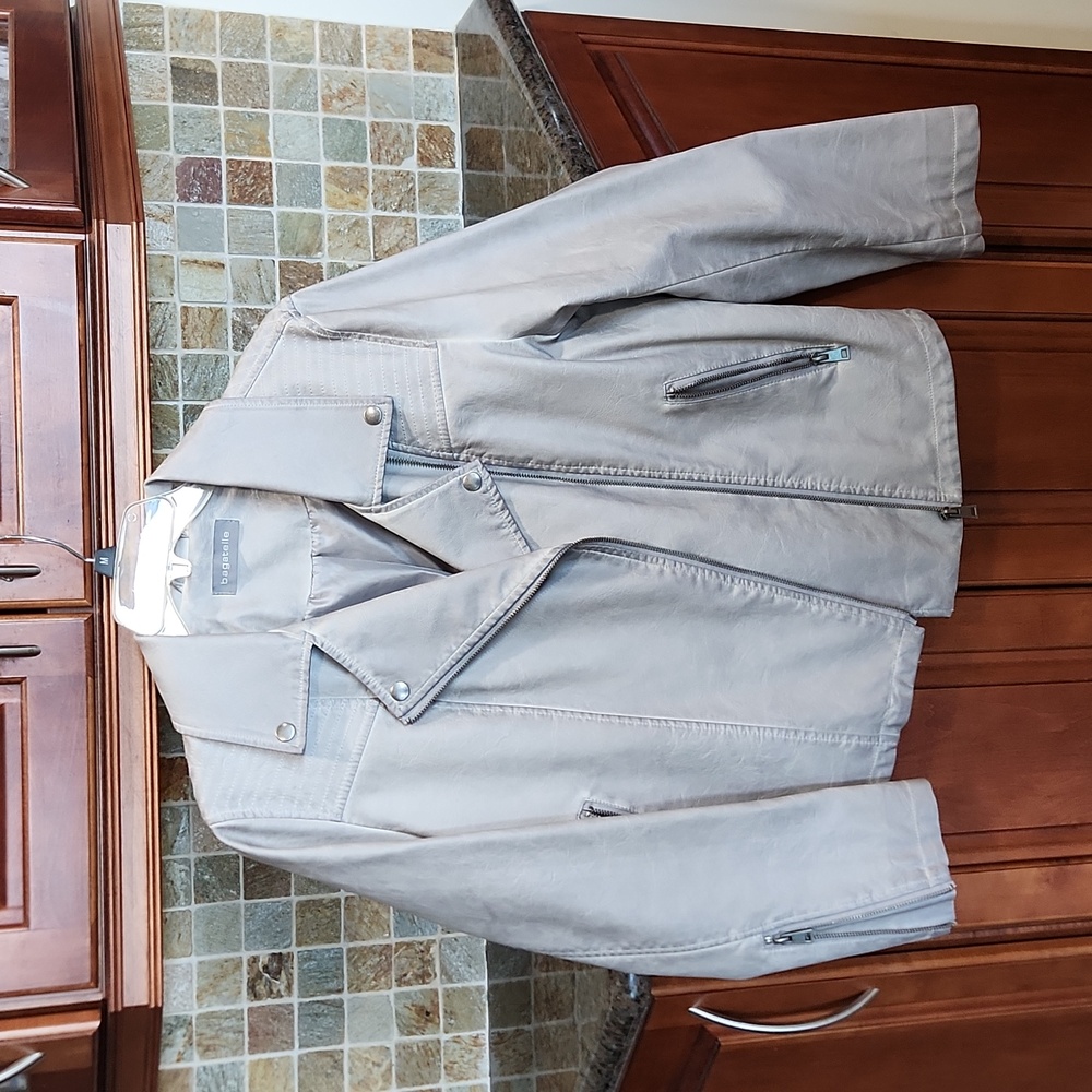 Gray Faux Leather Jacket